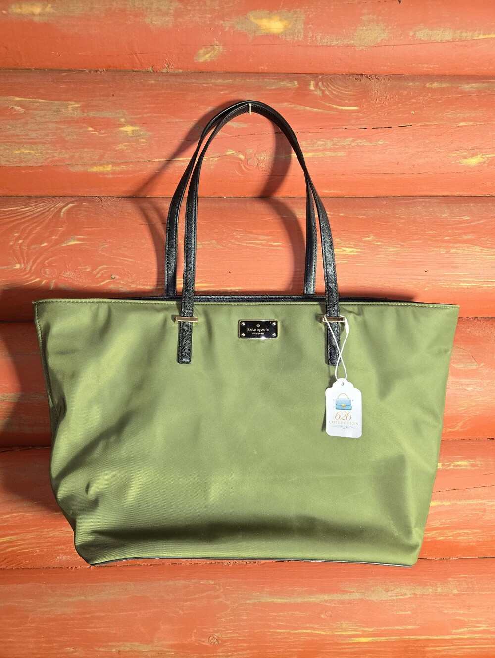 kate spade Olive Green Nylon Tote with Black Handles